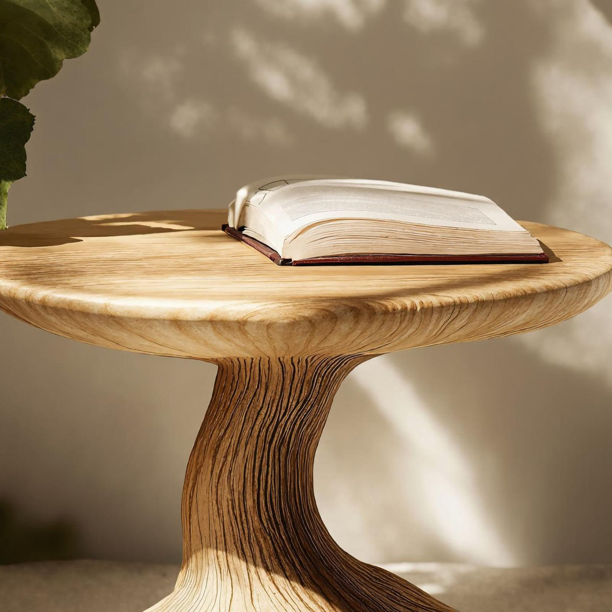 Handcrafted Wood Mushroom End Table For Lounge Area Rustic Charm