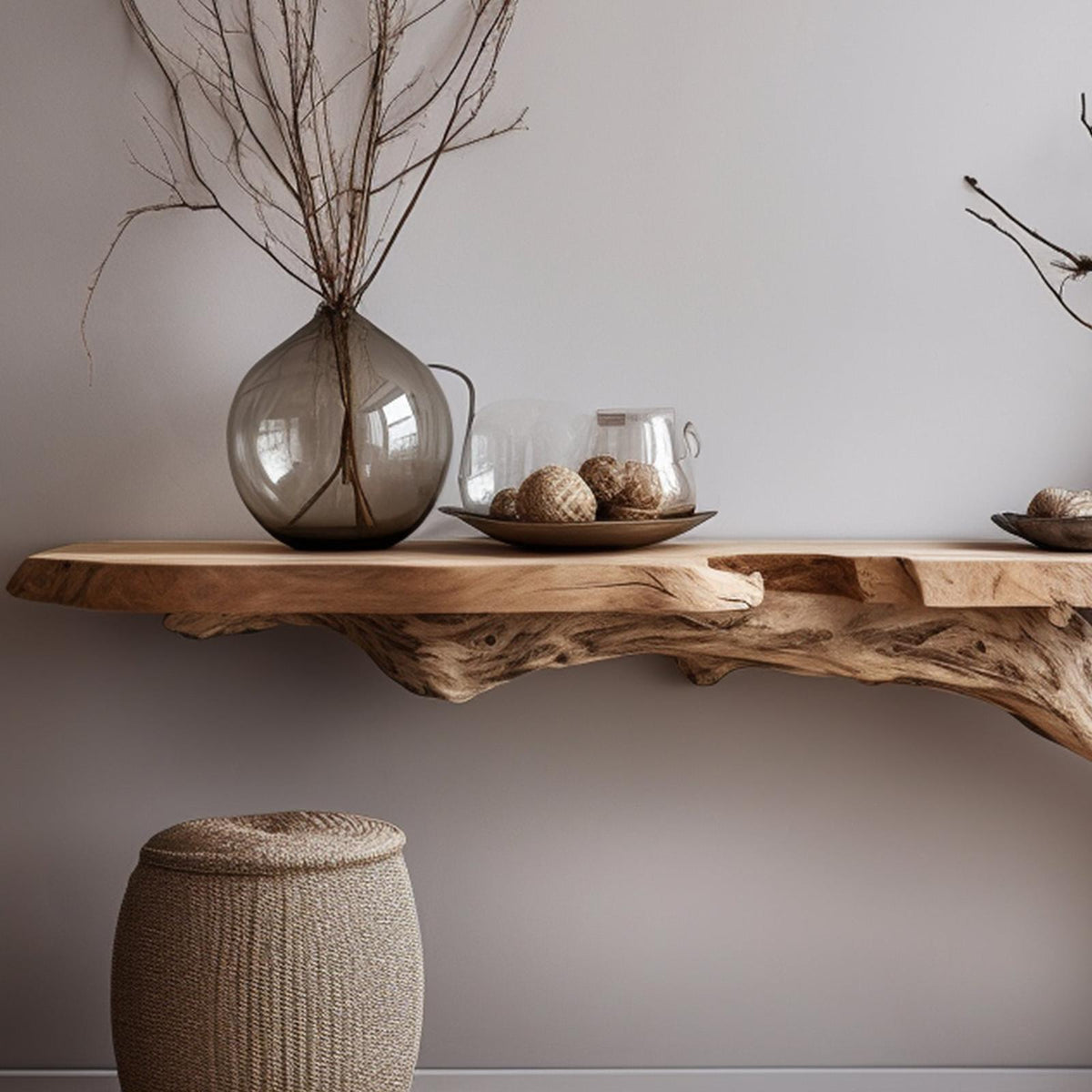 Rustic Wood Floating Side Table For Modern Spaces SILDTCS012
