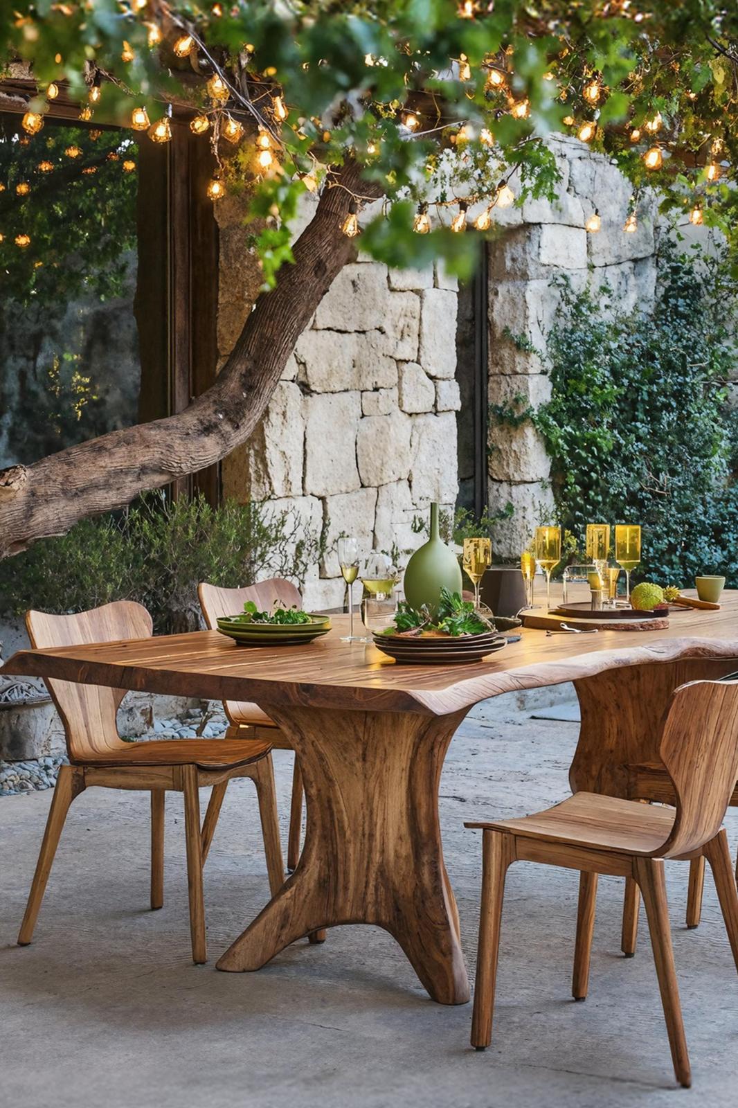 Rustic Solid Wood Dining Table, Handcrafted Live Edge Kitchen Table for Traditional Home Decor, Large Family Table