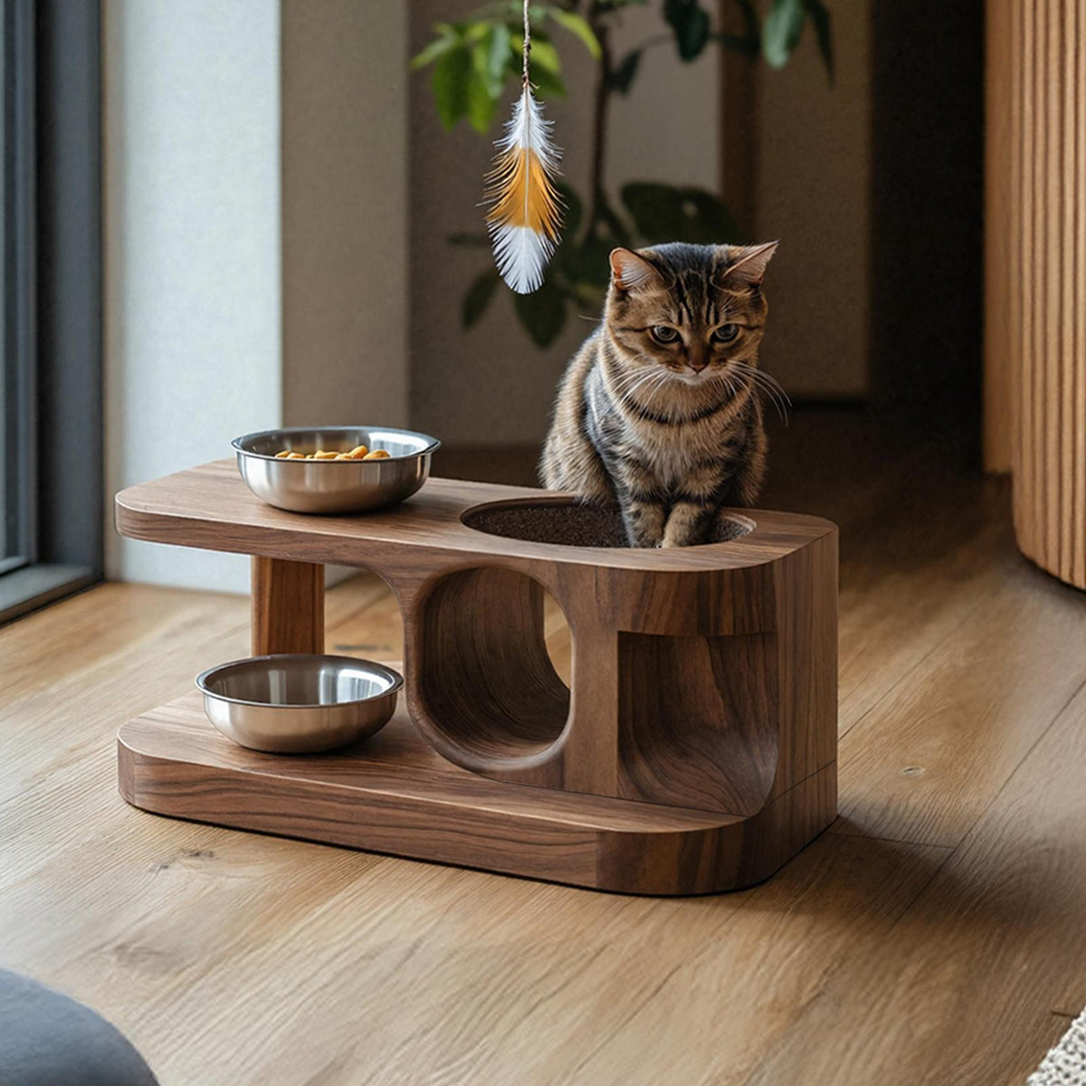 Rustic Style Dog Food Bowl Stand For Kitchen Decor SILDTTNDBS008