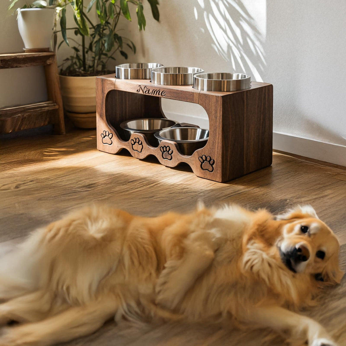 Handcrafted Elevated Pet Food Stand For Dogs SILDTTRDBS012
