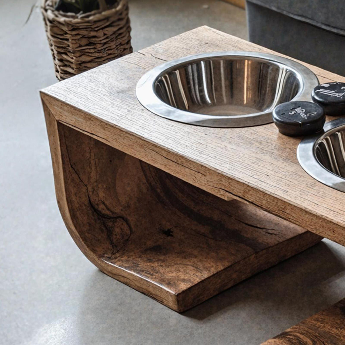 Mid Century Dog Bowl Stand For Living Room