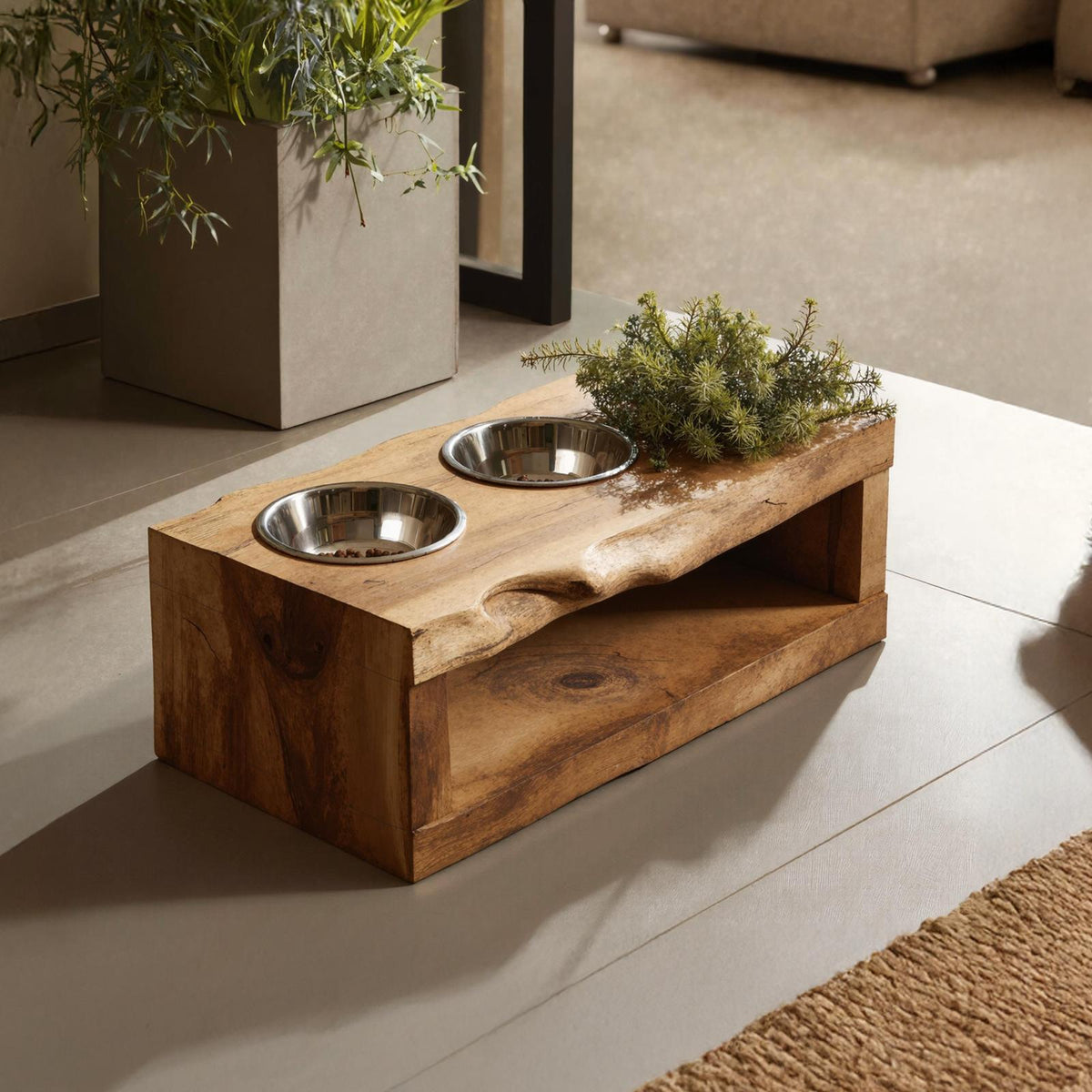 Farmhouse Dog Feeding Stand Rustic Dog Space
