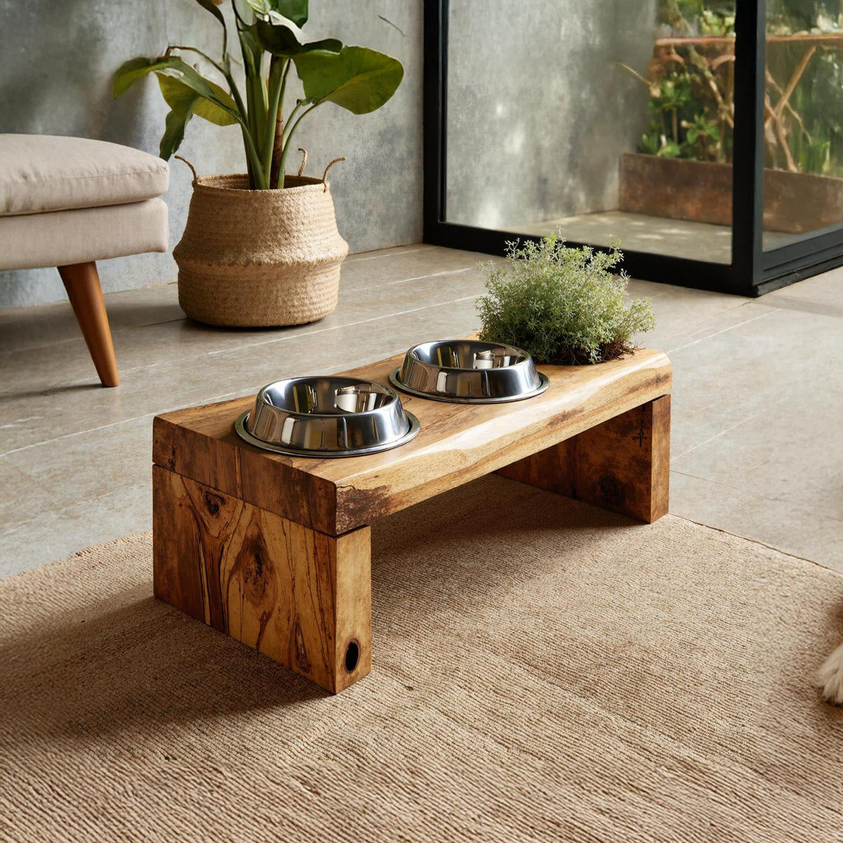 Mid Century Dog Bowl Stand Modern Pet Home