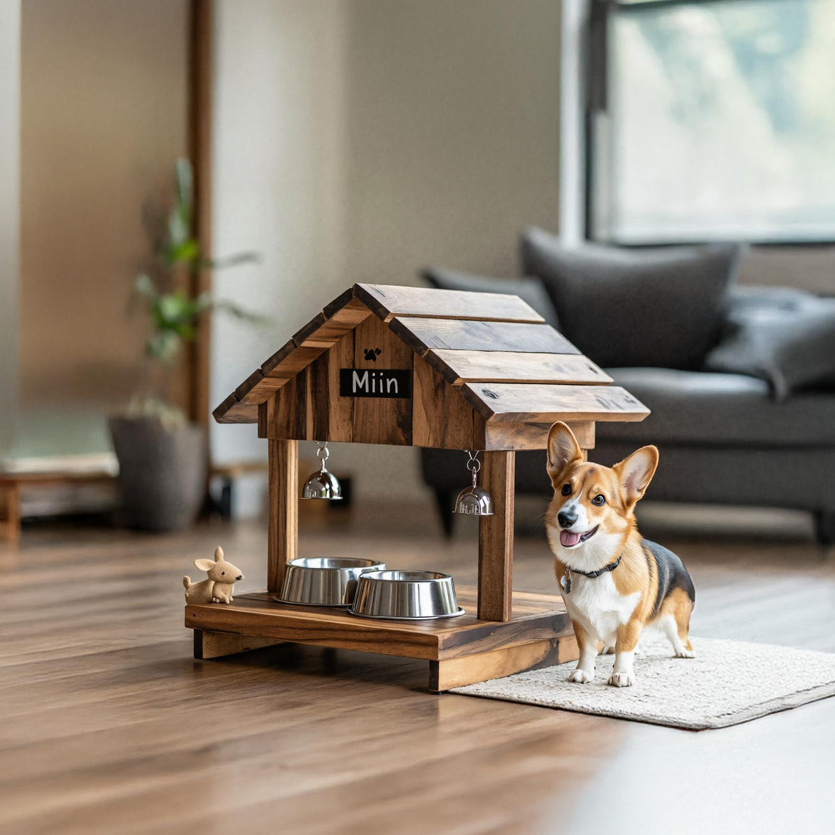 Handcrafted Pet Feeding Station Wooden For Dogs SILDTTRDBS020