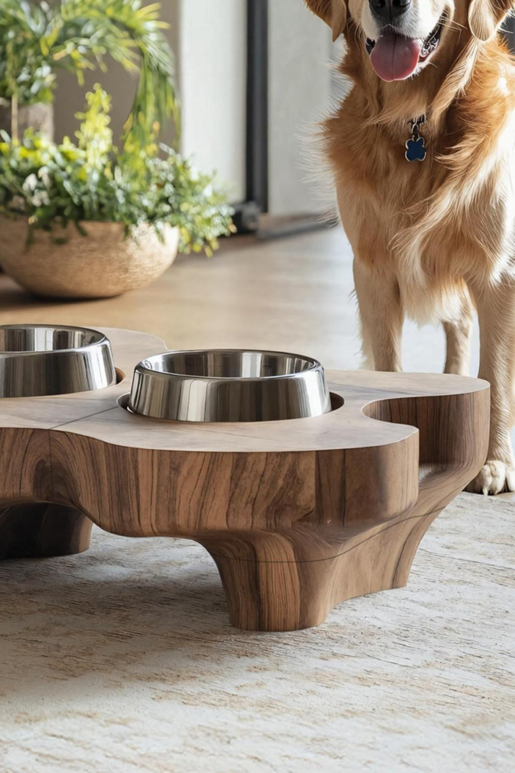 Rustic Elevated Dog Bowl Holder For Kitchen Decor SILDTTRDBS021