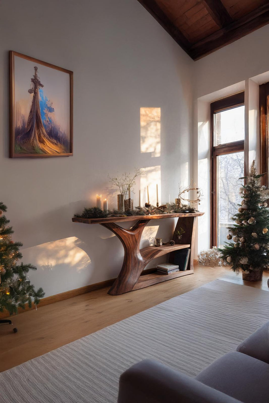 Modern Wooden Console Table, Solid Hardwood Entryway Foyer Table, Contemporary Behind Sofa Accent Table