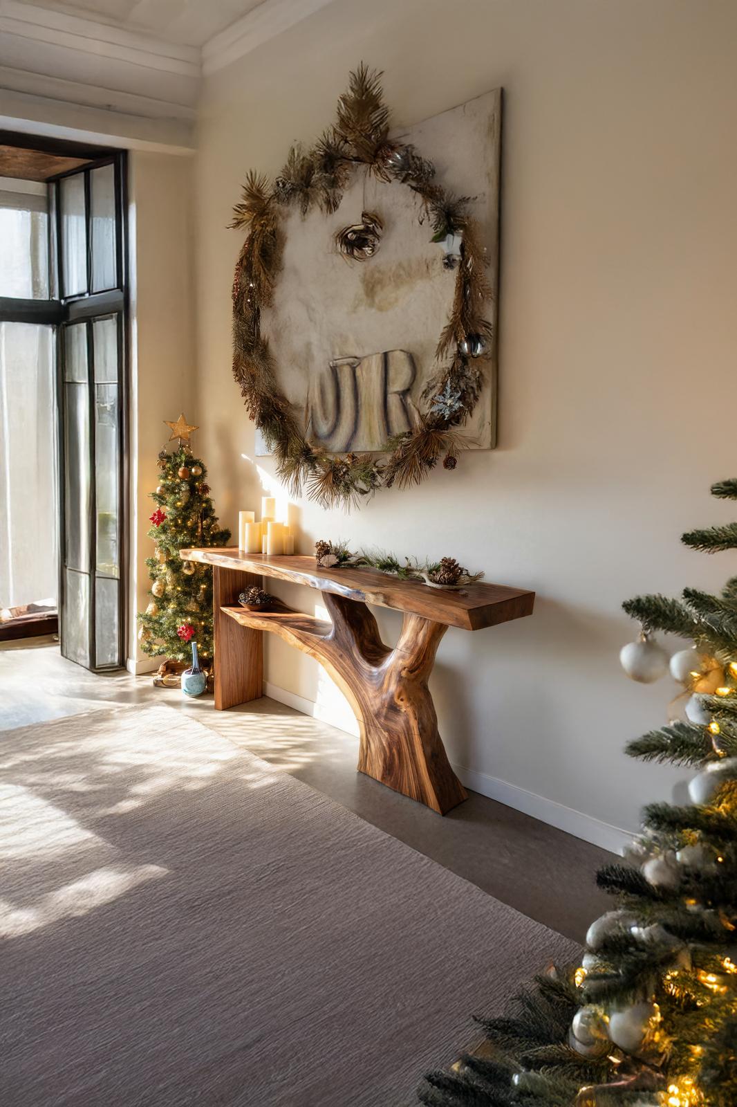 Mid-Century Solid Wood Console Table, Minimalist Hallway Entryway Table, Wooden Behind Sofa Accent Table