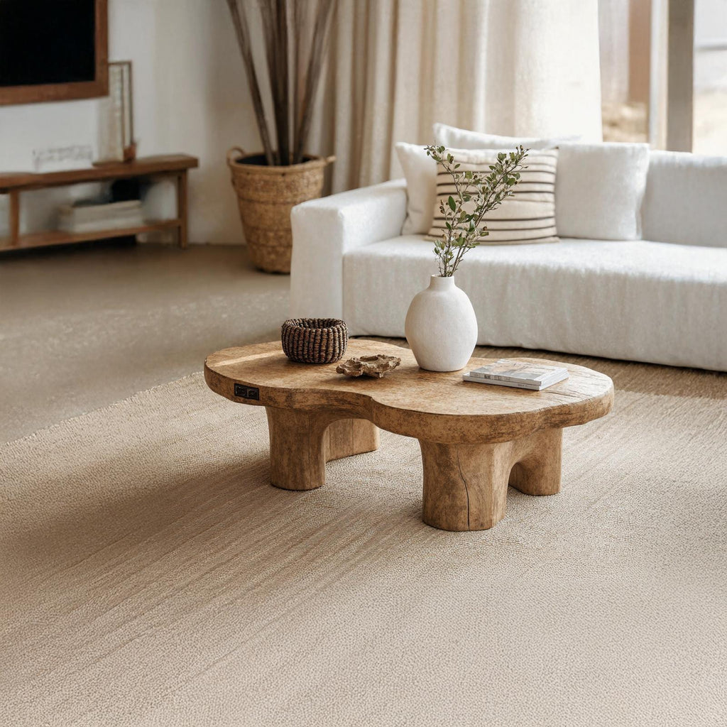 Natural Finish Wood Coffee Table For Organic Home Decor