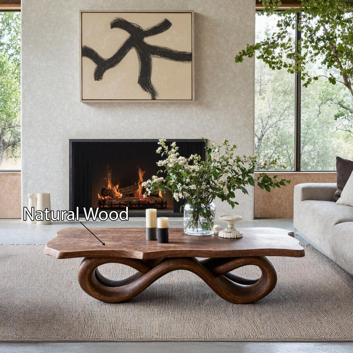 Spry Interior Mid Century Solid Wood Coffee Table, Handcrafted Retro Low Center Table for Living Room Home Furniture, SILDTTNCF022