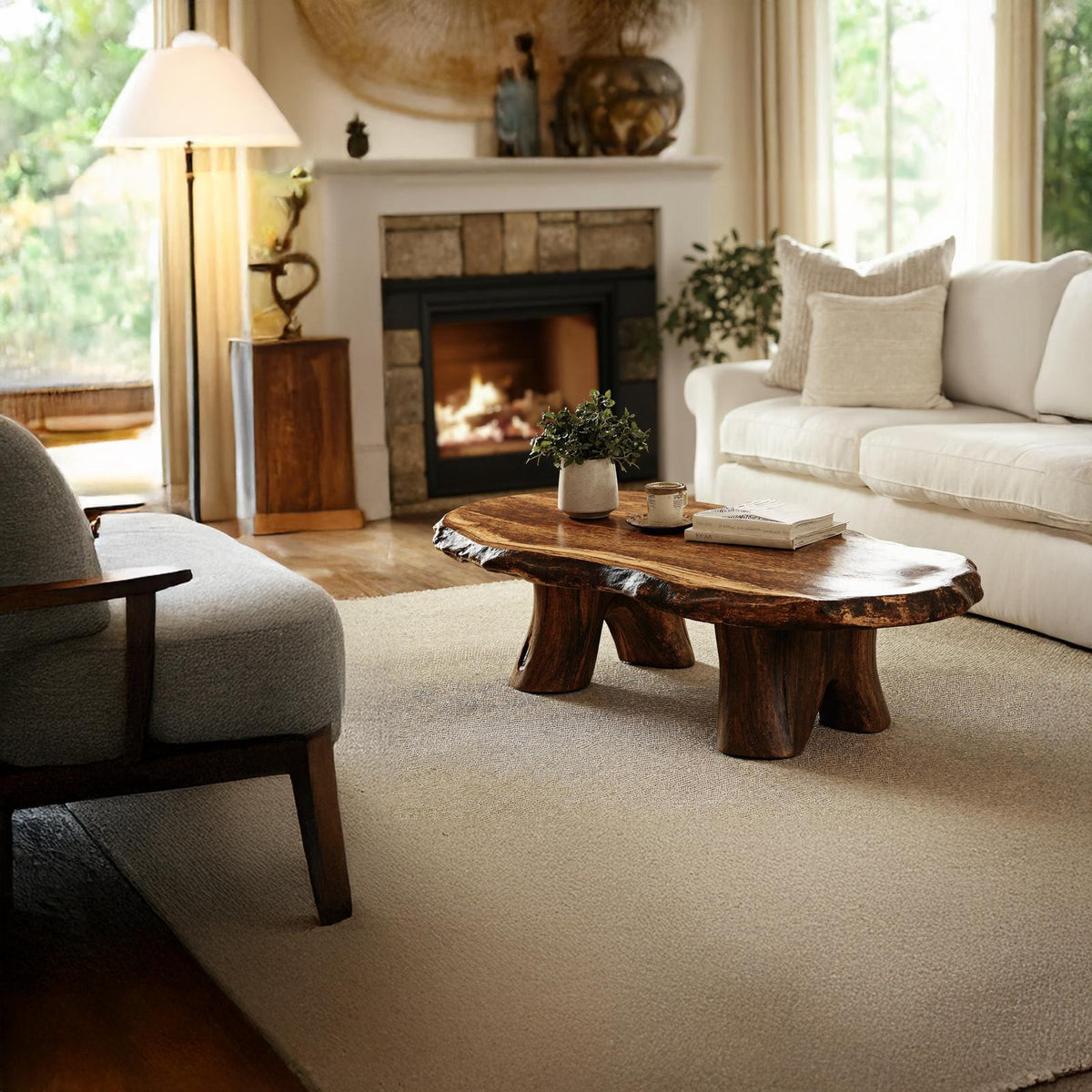 Rustic Wood Coffee Table For Living Room Decor