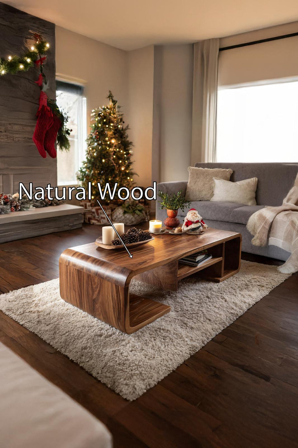Rustic Live Edge Coffee Table, Handcrafted Solid Wood Slab Accent Table for Cozy Living Room Decor