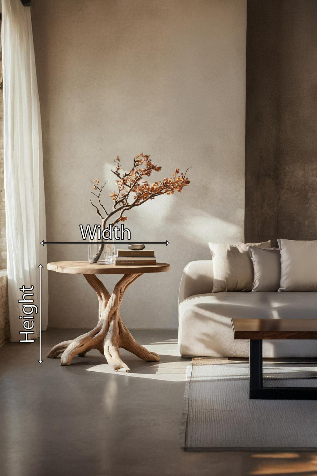 Handcrafted Solid Wood End Table, Modern Geometric Side Table for Living Room Accent & Wall Display