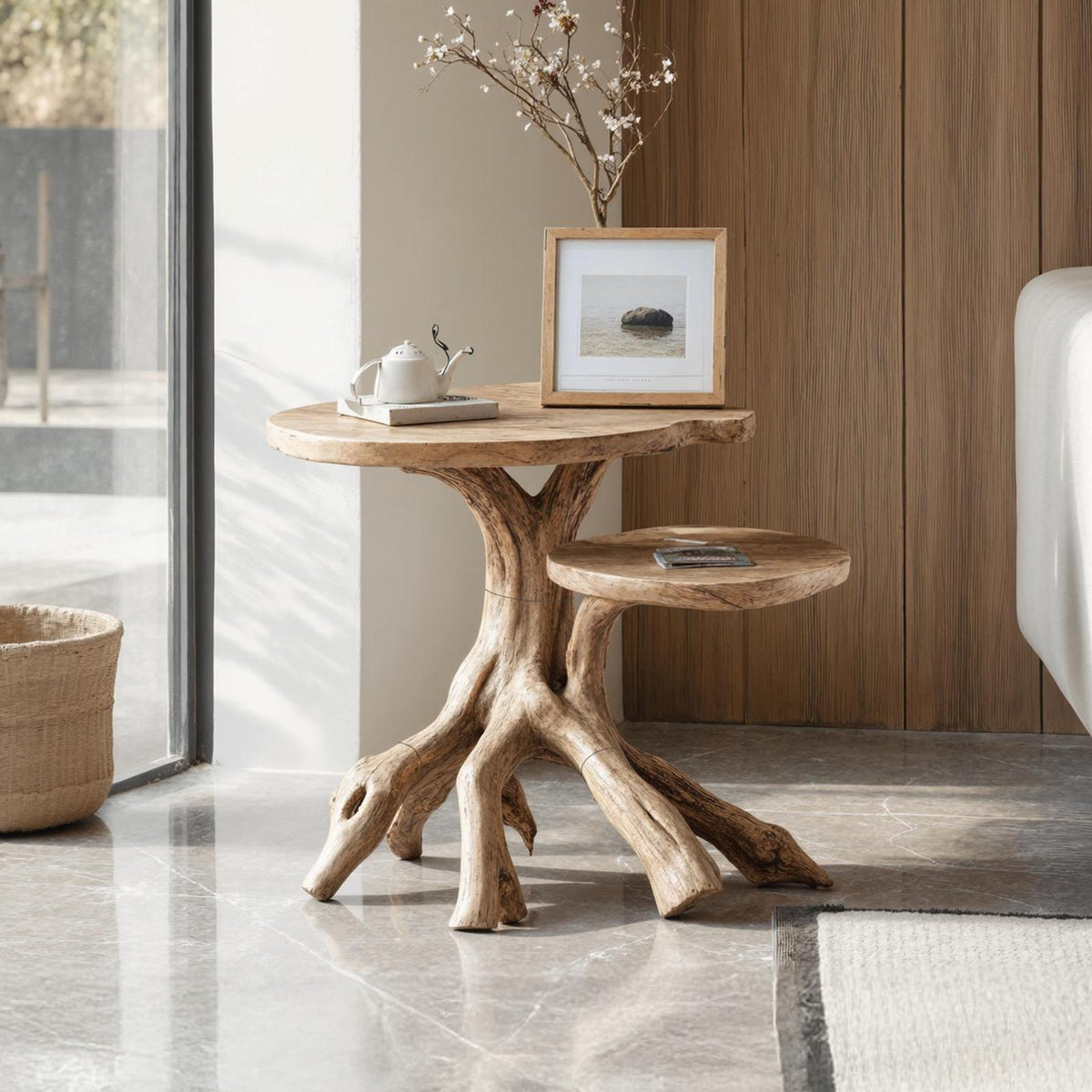 Farmhouse Live Edge End Table Entryway Table
