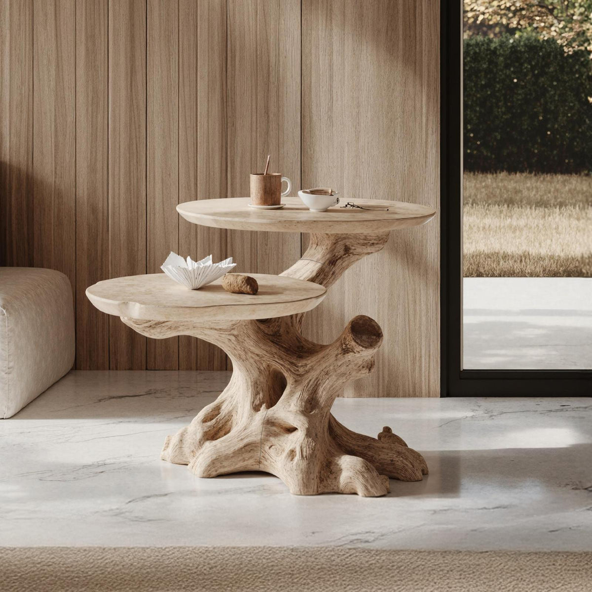 Rustic Solid Wood End Table Living Room Decor