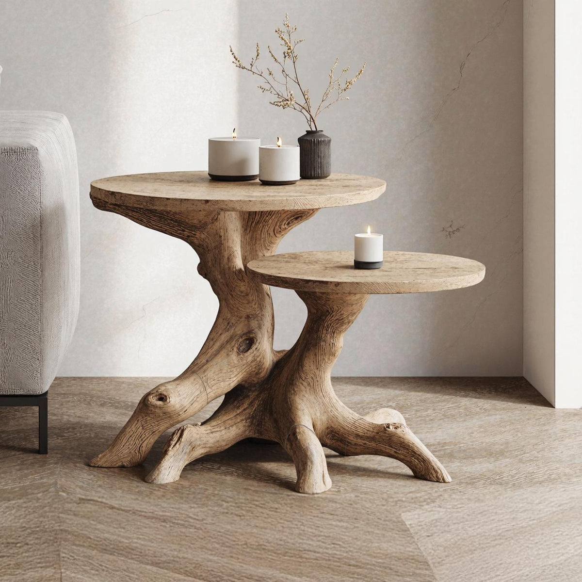 Mid Century Solid Wood End Table For Living Room