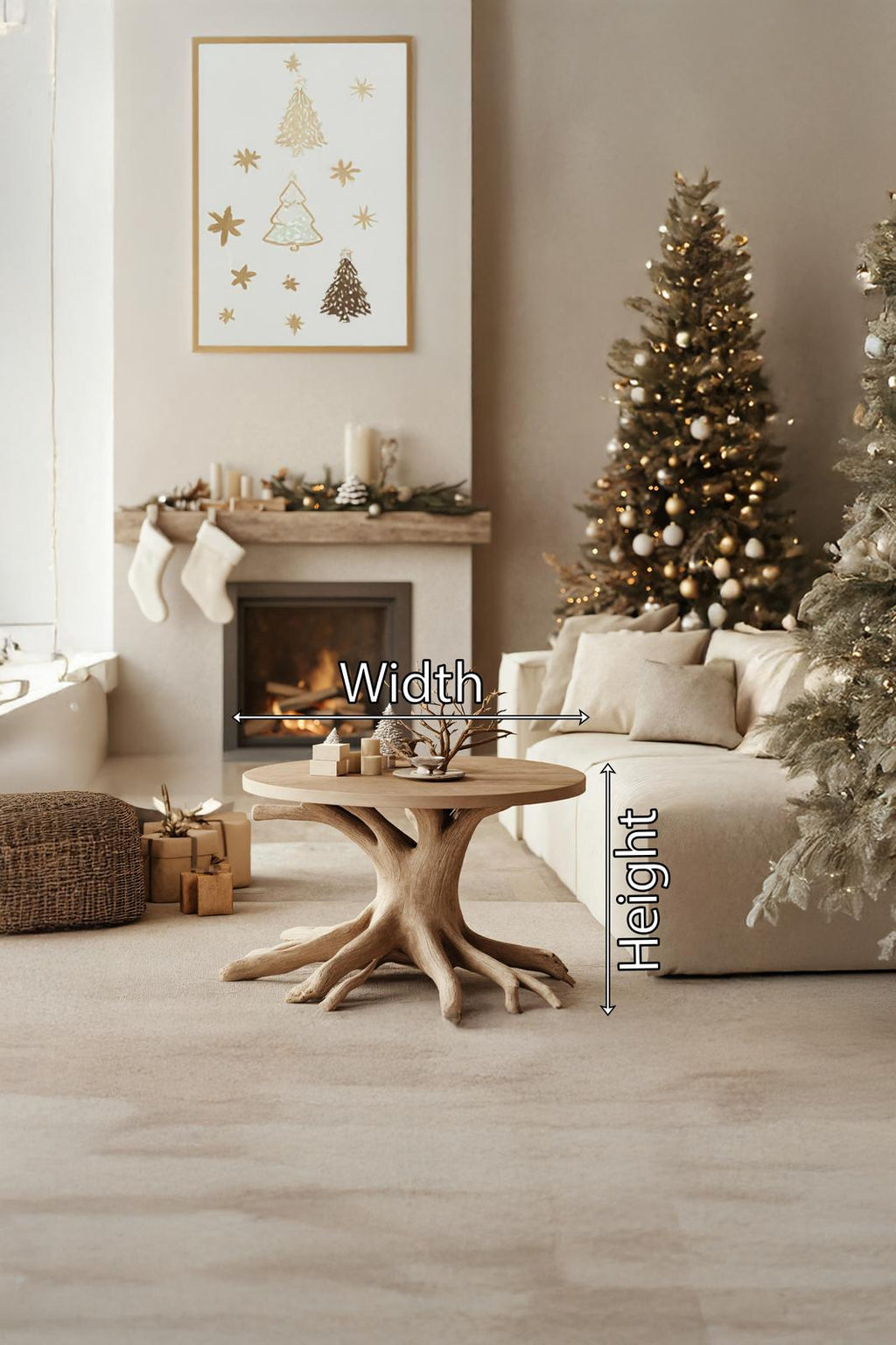 Farmhouse Round End Table, Solid Wood Side Accent Table, Circular Display Pedestal Stand for Entryway Living Room