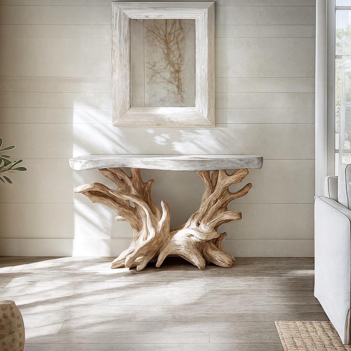 Coastal Rustic Organic Console Table Living Room And Bedroom SINLSACS428
