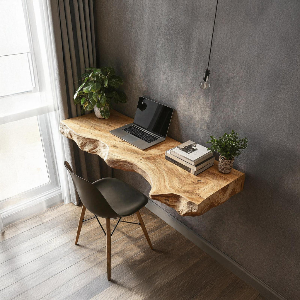 Vintage Wooden Floating Table For Aesthetic Furniture Display