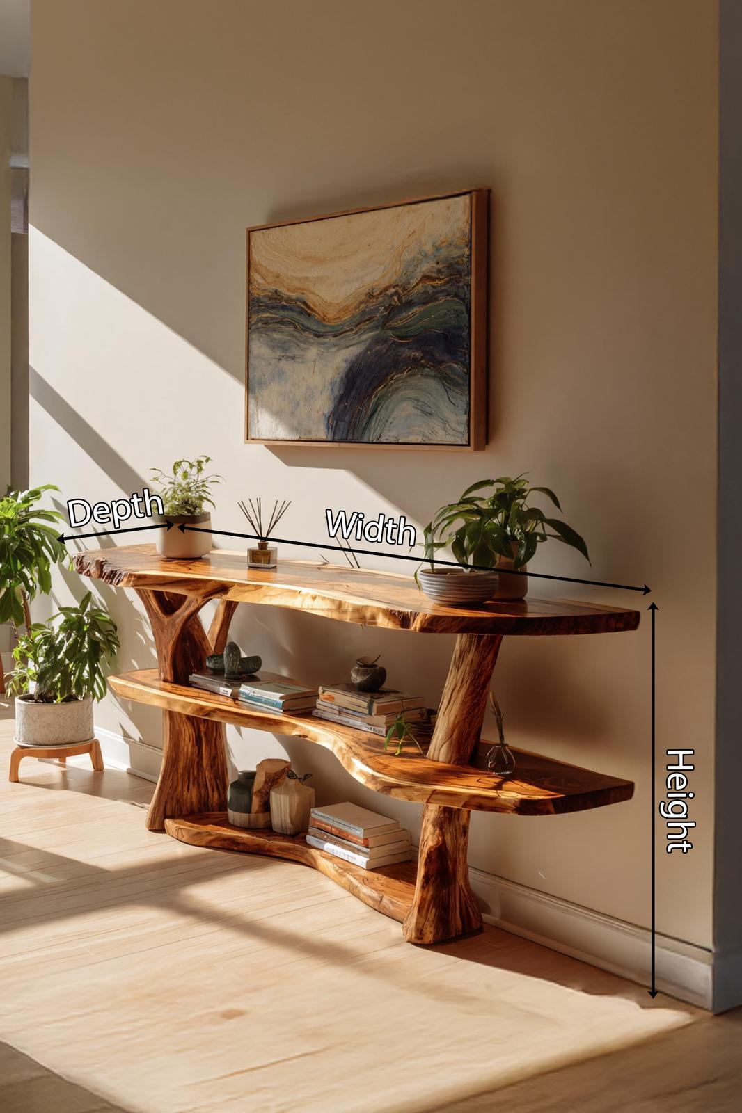 Spry Interior Farmhouse Solid Wood Console Table, Live Edge Slab Entryway Table for Rustic Living Room Decor, SILDTTNCS039