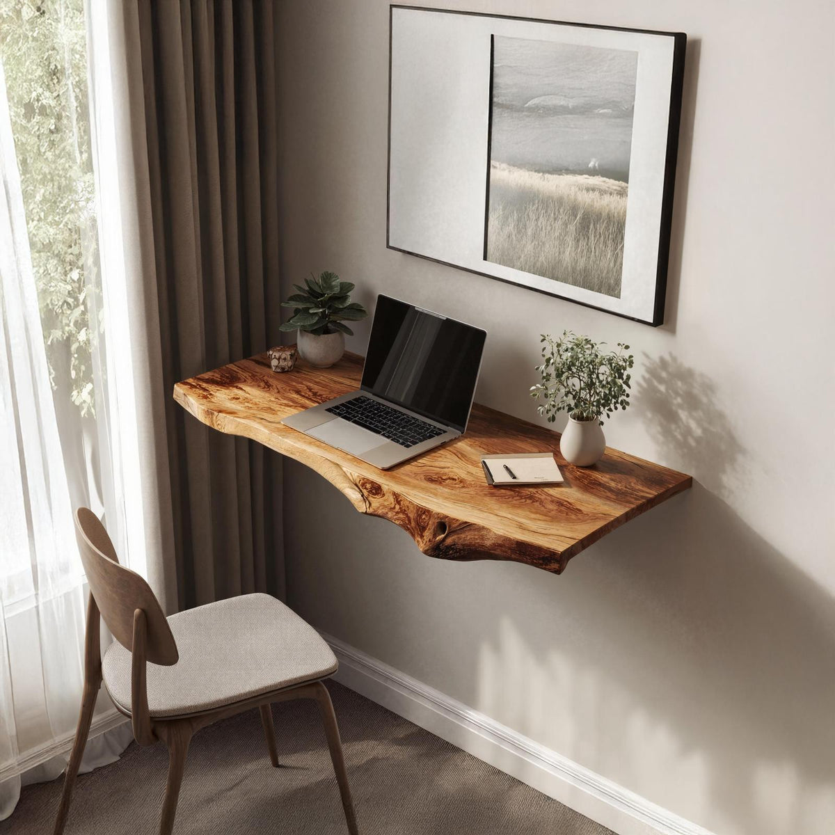 Farmhouse Solid Wood Floating Desk For Relaxed Home Environment