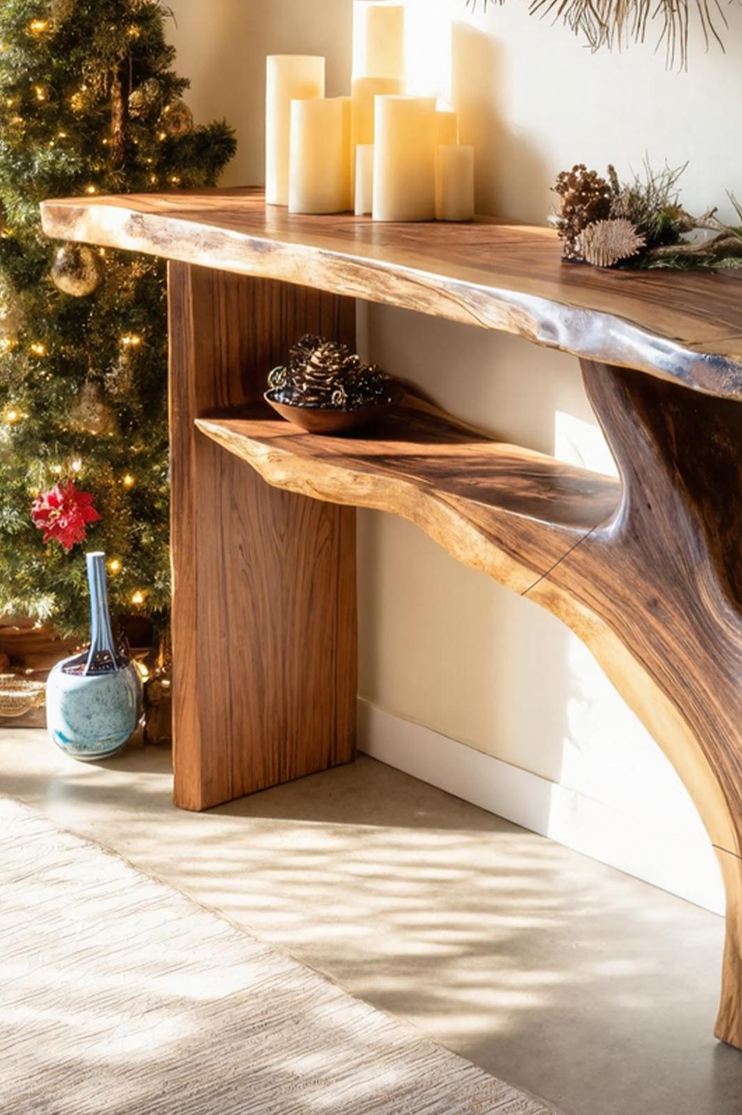 Mid-Century Solid Wood Console Table, Minimalist Hallway Entryway Table, Wooden Behind Sofa Accent Table