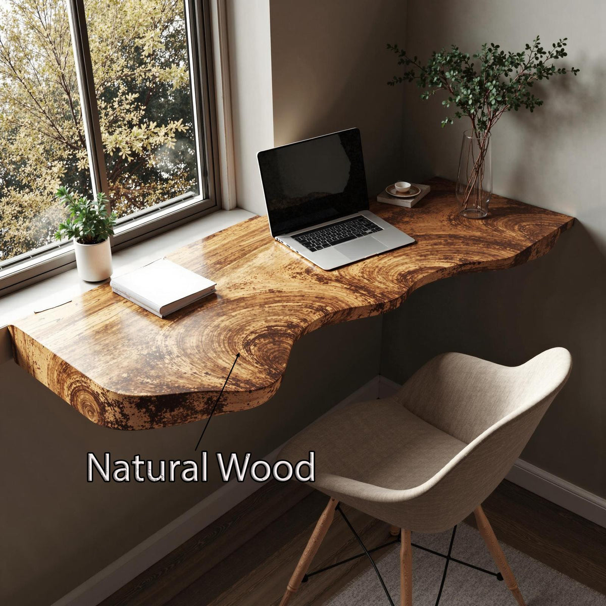 Mid Century Wooden Floating Table For Living Room Decor