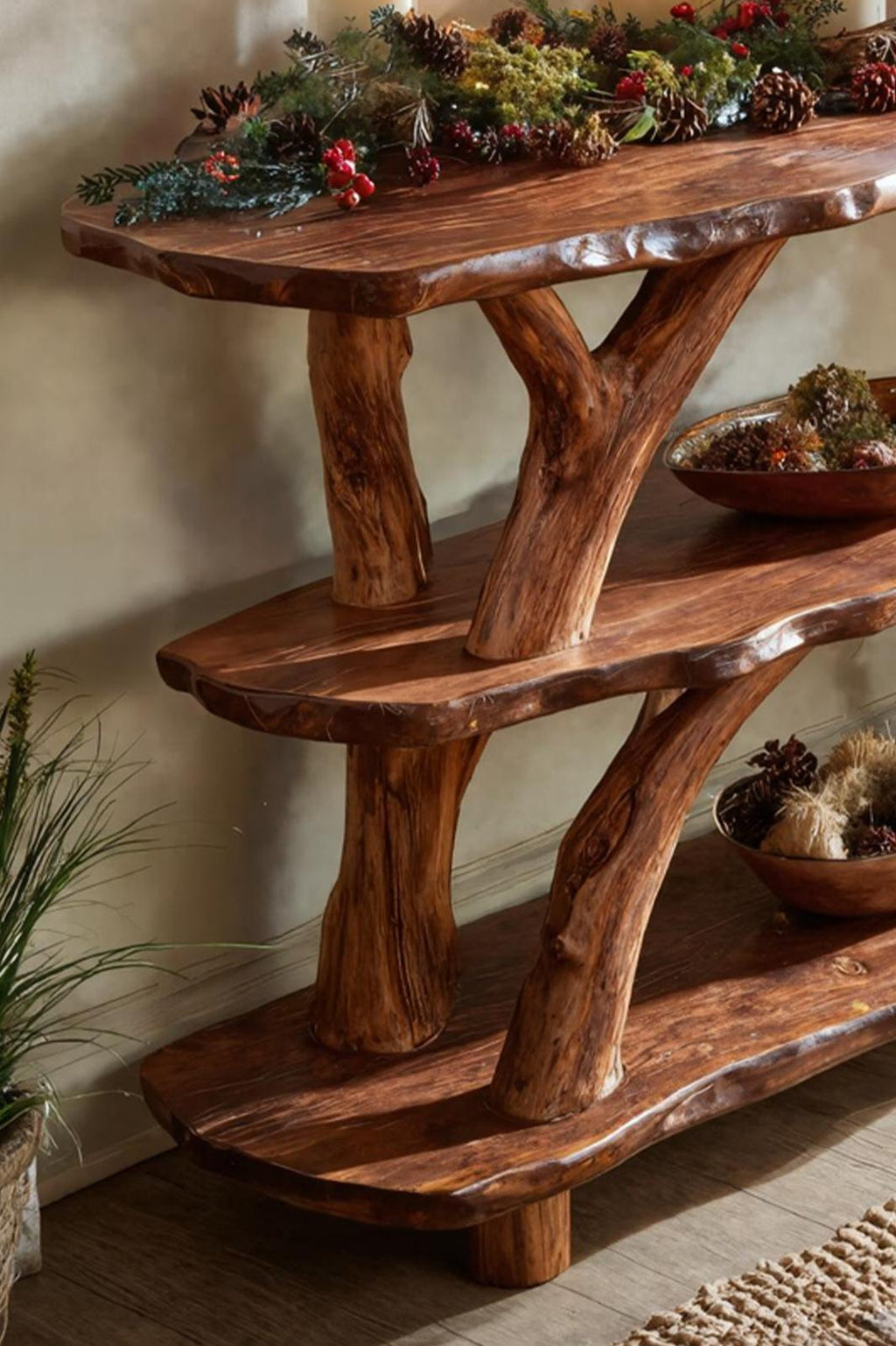 Modern Live Edge Console Table For Christmas Home Furniture Style