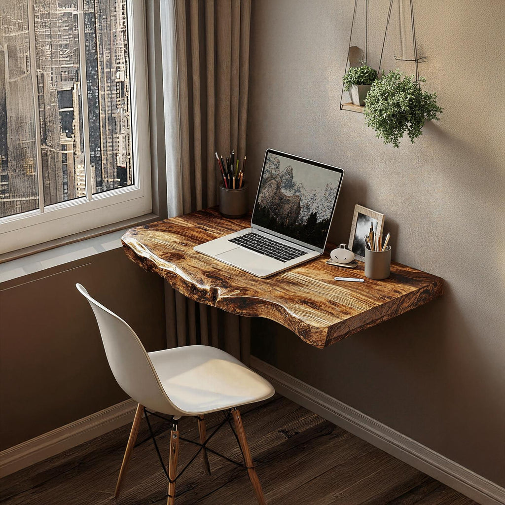 Farmhouse Solid Wood Floating Desk For Nature Inspired Home Styling