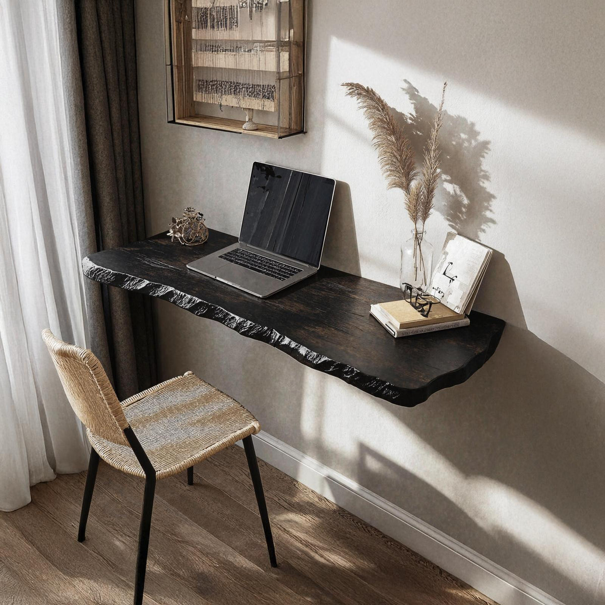 Vintage Wooden Floating Table For Elegant Living Room Setup