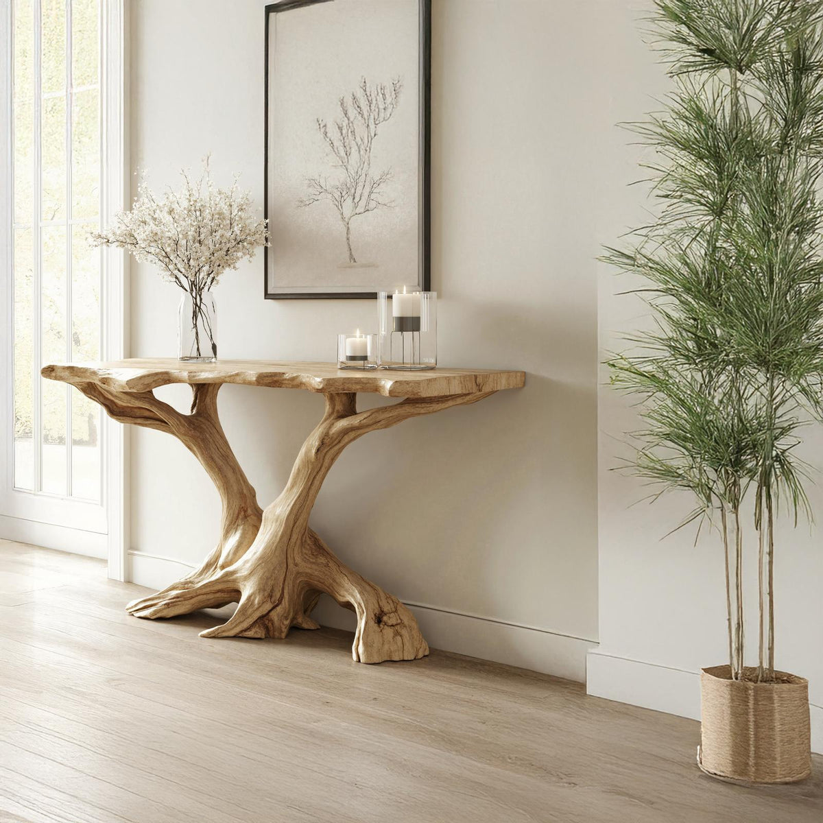 Rustic Wood Console Table For Hallway Decor