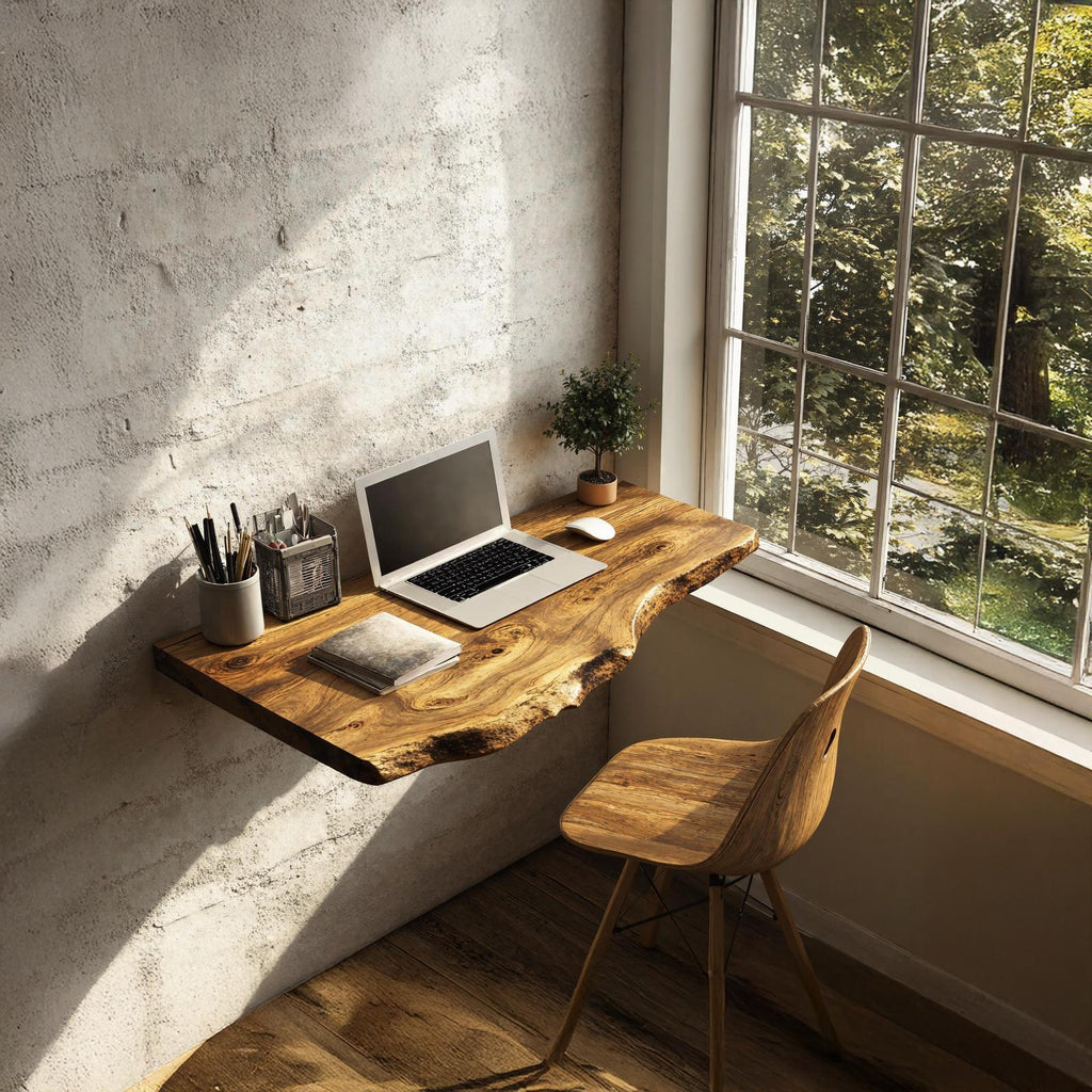 Mid Century Solid Wood Floating Desk For Smart Furniture Arrangement