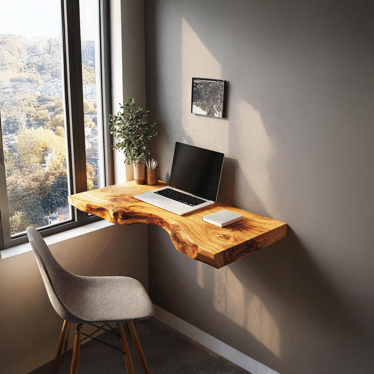 Mid Century Solid Wood Floating Desk For Smart And Elegant Decor