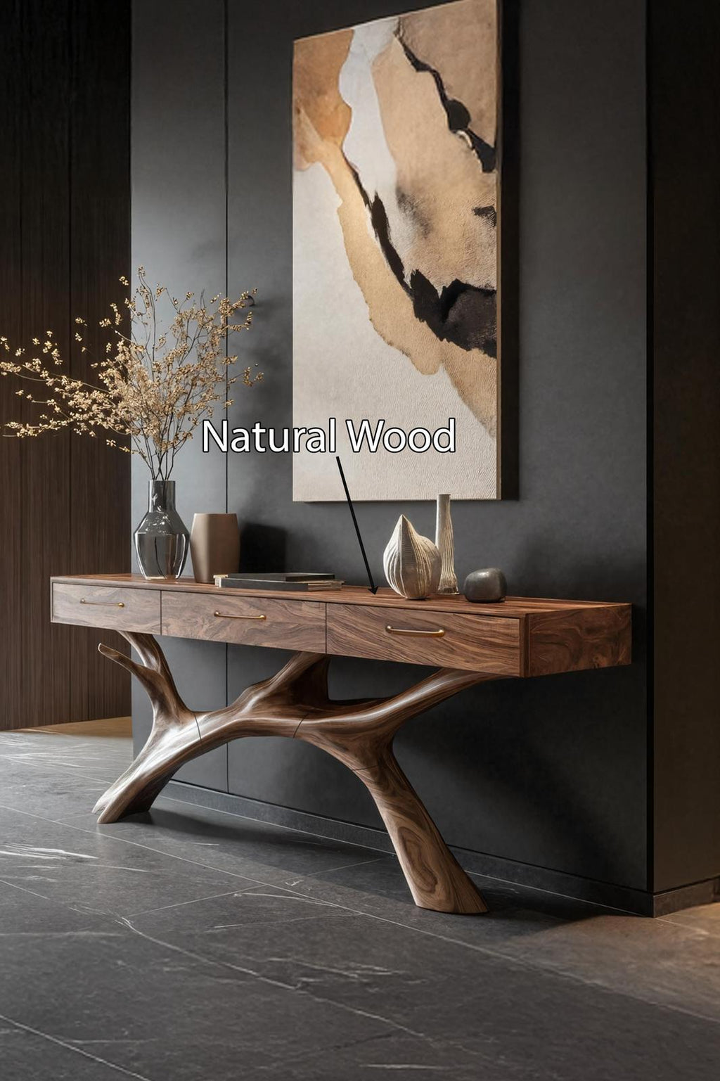 Rustic Live Edge Entryway Table, Solid Wood Console Table for Living Room, Hallway Accent Table, Natural Edge Wood