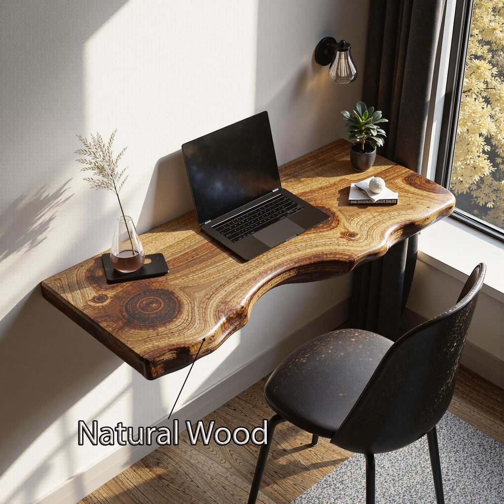 Rustic Solid Wood Floating Desk For Bedroom Furniture