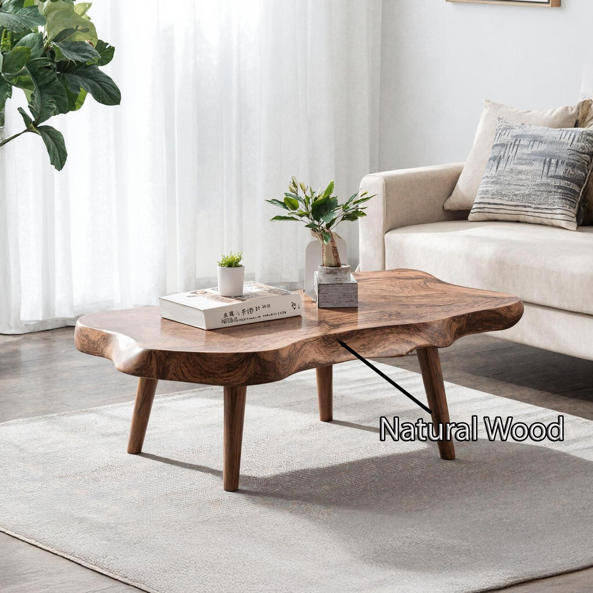 Mid Century Solid Wood Coffee Table For Small Spaces