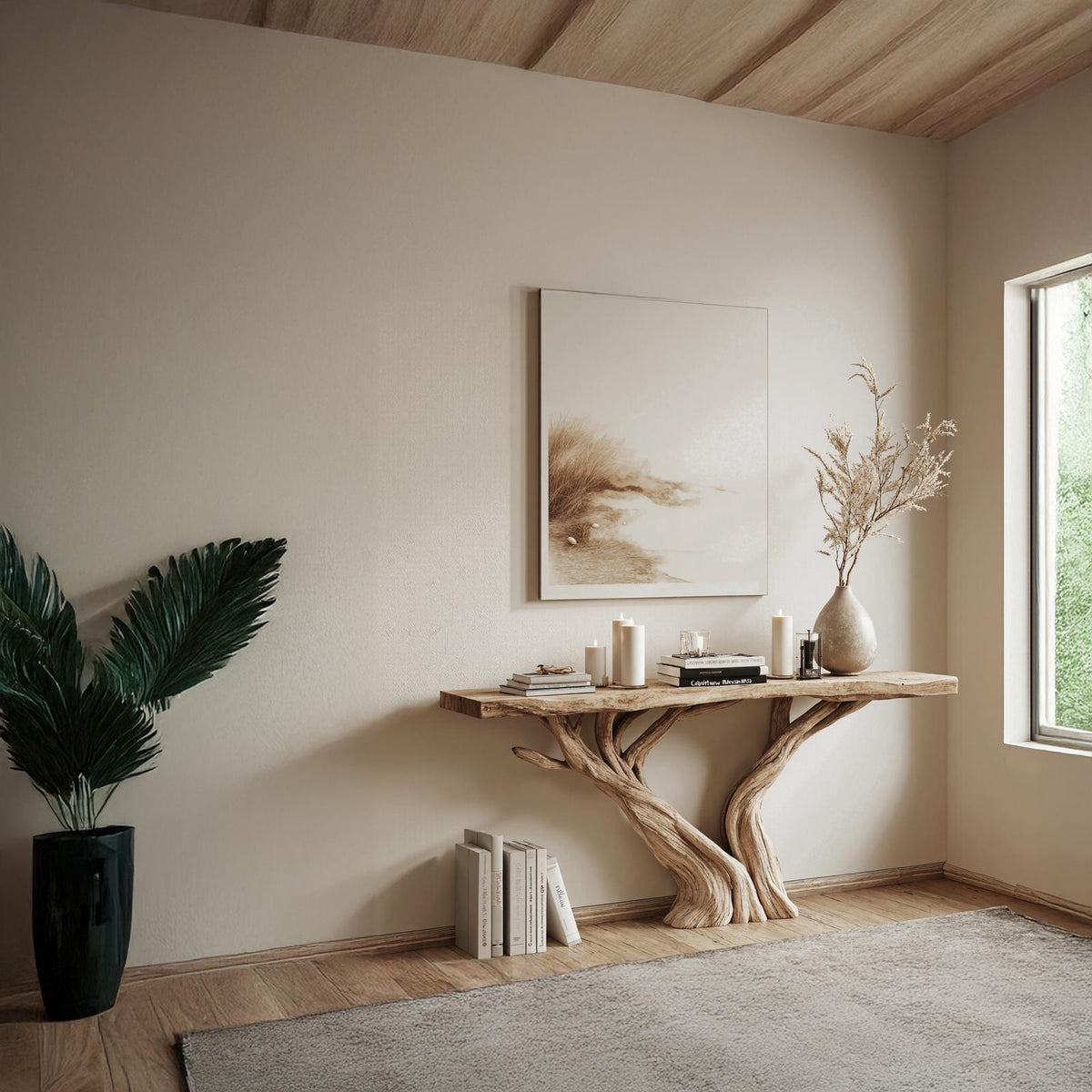 Handcrafted Live Edge Console Table For Rustic Home Decor