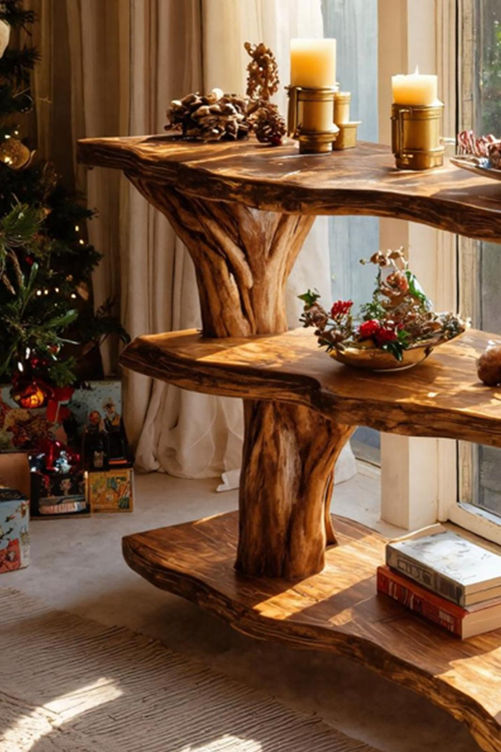 Rustic Live Edge Wooden Console Table, Reclaimed Wood Slab Entryway Table, Foyer Behind Sofa Table
