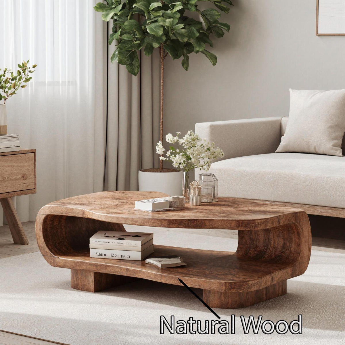 Farmhouse Wooden Coffee Table For Entryway Accent