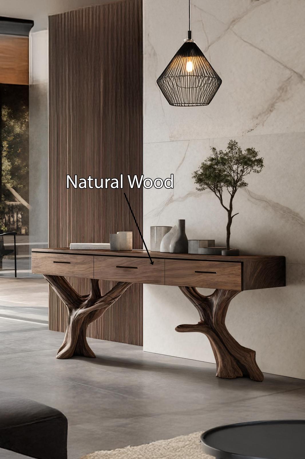 Farmhouse Solid Wood Dressing Table for Bedroom, Rustic Wooden Makeup Table with Storage, Model