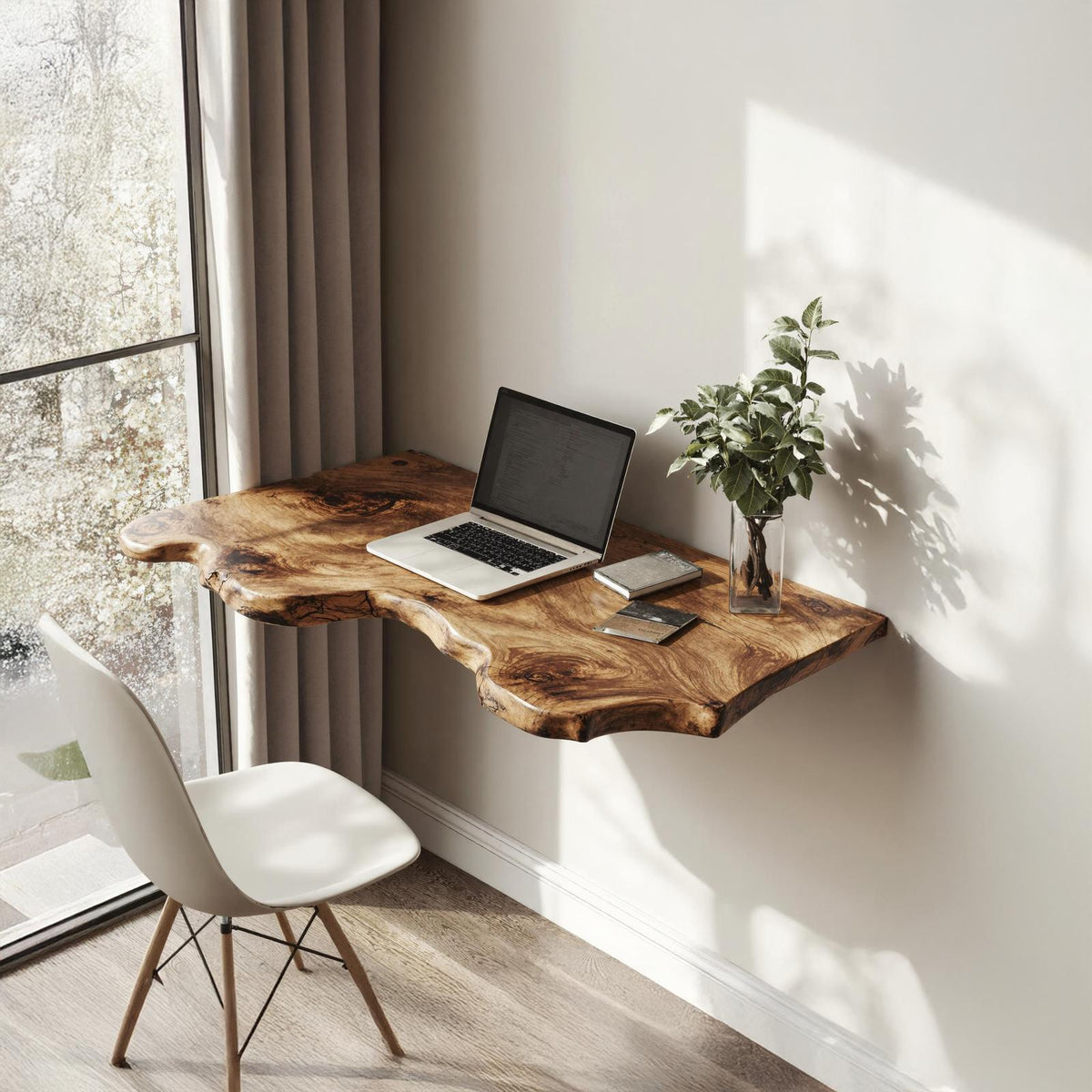 Farmhouse Solid Wood Floating Desk For Aesthetic Interior Decoration