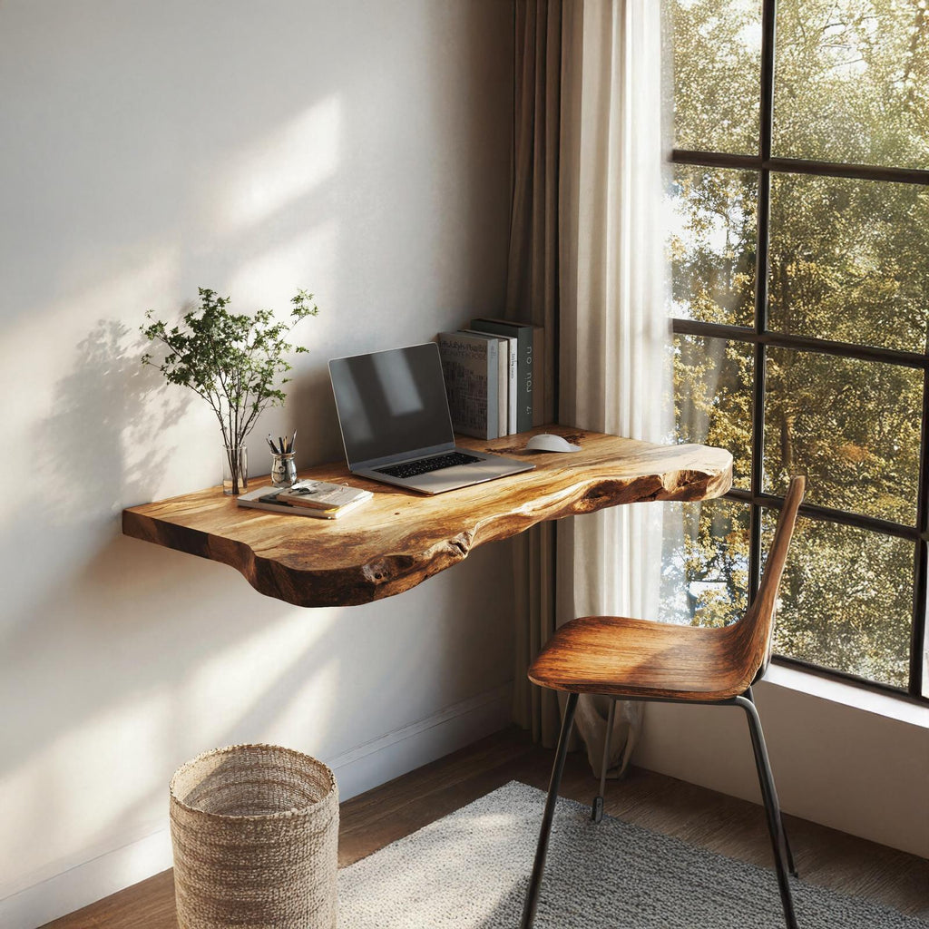 Mid Century Solid Wood Floating Desk For Productivity And Style