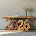 Sculptural Modern Wooden Console Table, Abstract Geometric Entryway & Living Room Art Deco Accent Table