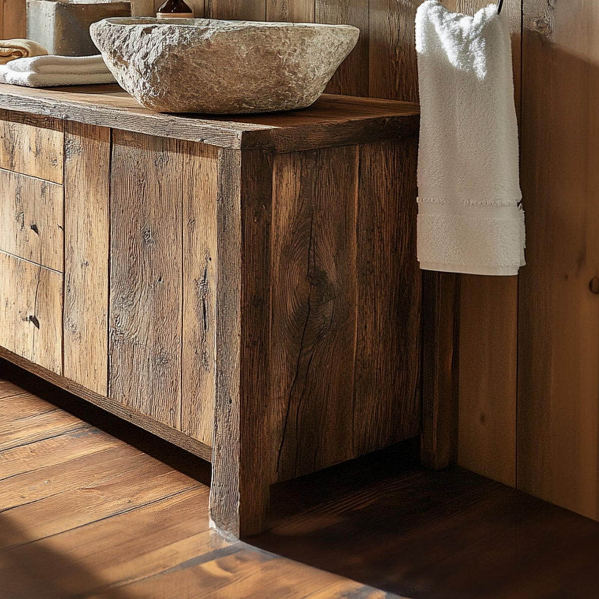Vintage Wood Bathroom Vanity Sink Stand Boho Decor SINLBRV028