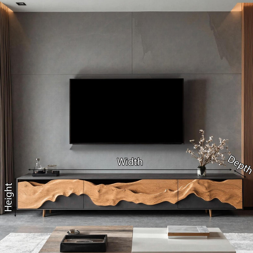 Rustic Solid Wood TV Cabinet, Handcrafted Media Console Table & Entertainment Center for Living Room TV Stand
