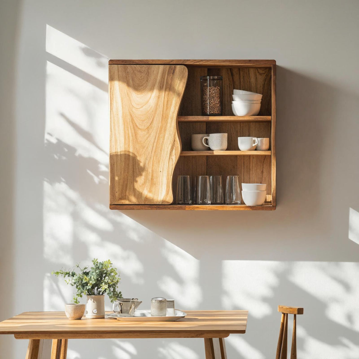 Rustic Solid Wood Kitchen Storage Box, Handcrafted Countertop Organizer Rack & Pantry Storage Bin