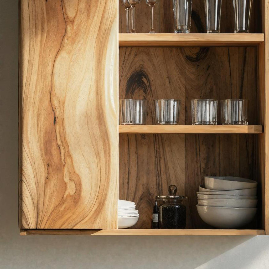 Rustic Solid Wood Kitchen Storage Bin, Decorative Countertop Spice & Pantry Container Organizer