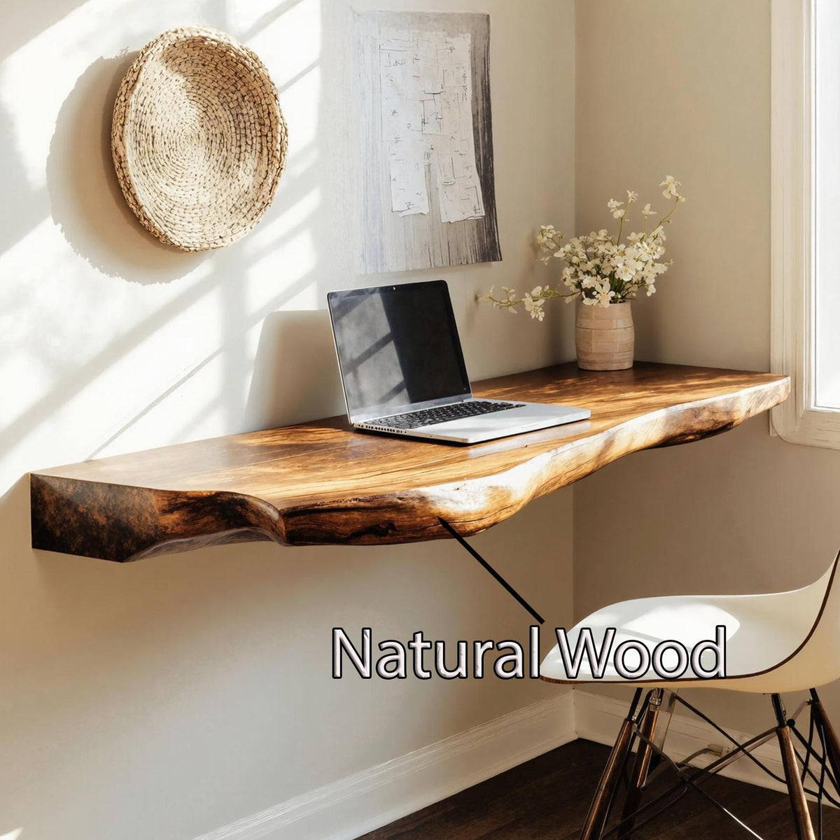 Rustic Wooden Floating Table For Beautiful Bedroom Setup