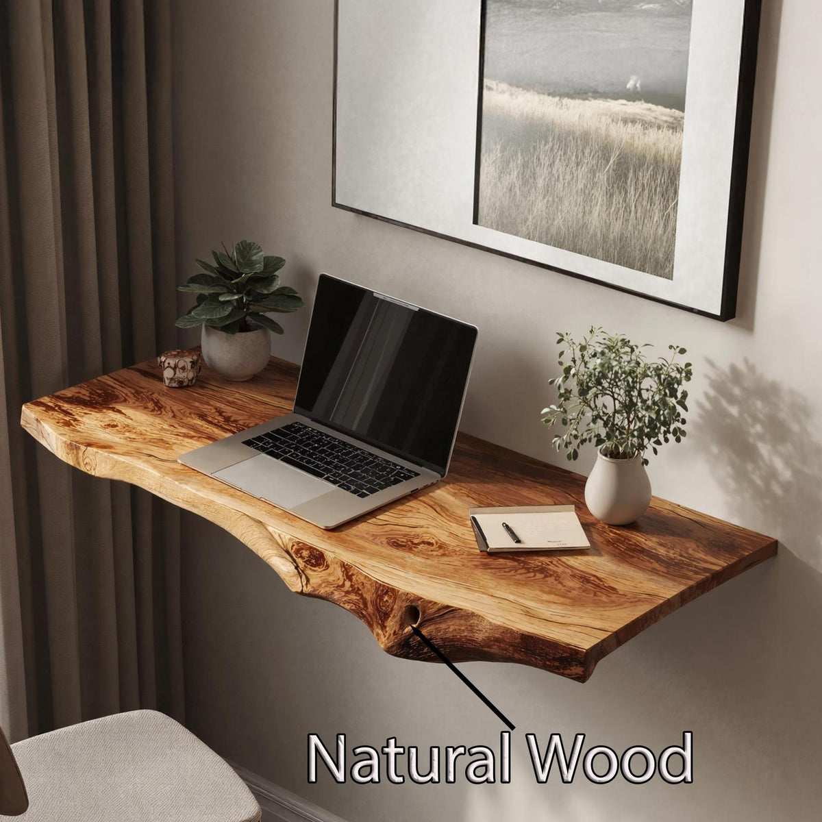 Farmhouse Solid Wood Floating Desk For Relaxed Home Environment
