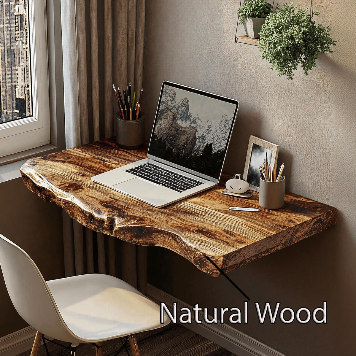 Farmhouse Solid Wood Floating Desk For Nature Inspired Home Styling